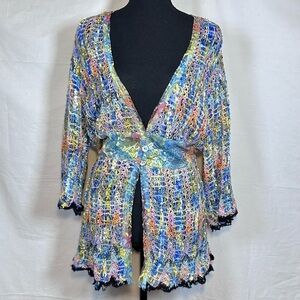Vintage Ribbon Knit Open Weave Cardigan